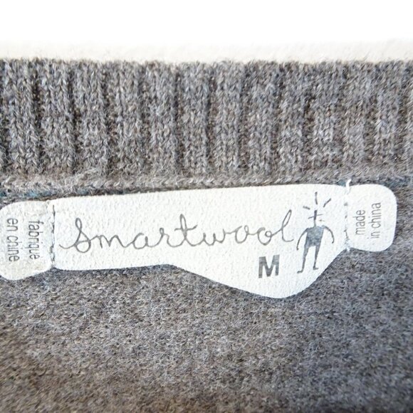 Smartwool Boat Neck Gray Sweater Size M Turquoise Orange Stripes - Picture 4 of 7